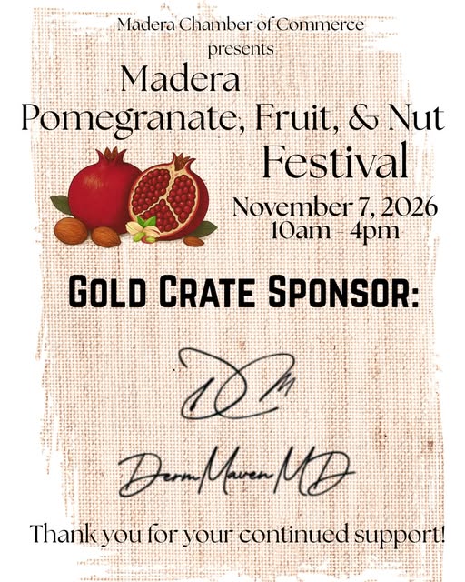 Thank you @dermmavenmd for another year of support! 
#maderachamberofcommerce #pomegranatefruitandnu