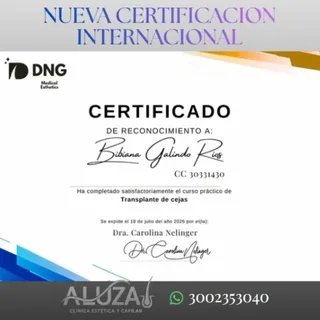 ✨ Nueva certificación internacional en ALUZA Clínica Estética y Capilar ✨

Seguimos formándonos para
