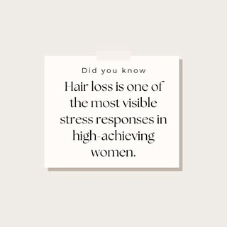 Hair loss is one of the most visible stress responses in high-achieving women.

I work with clients 