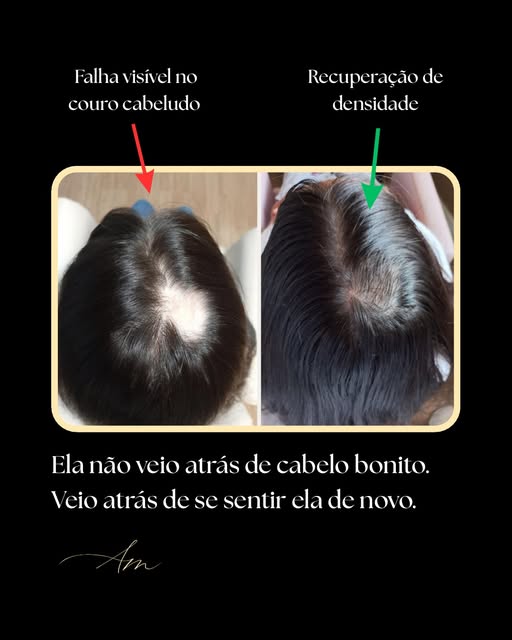 Ela não chegou aqui atrás de cabelo bonito. Chegou atrás de se sentir ela de novo.

A queda não come