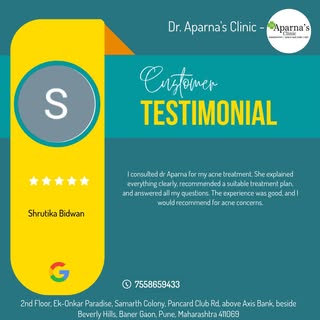 Shrutika Bidwan loved her experience at Dr. Aparna's Clinic - in Baner, Pune! She achieved remarkabl