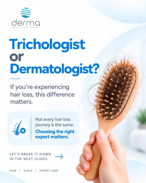 Hair loss has many causes — the right diagnosis matters. 

At Derma, our dermatologist has advanced 