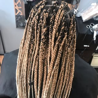 #mediumknotlessbraids #incaglowsmoothingtreatment #blondebraids #curlyhair