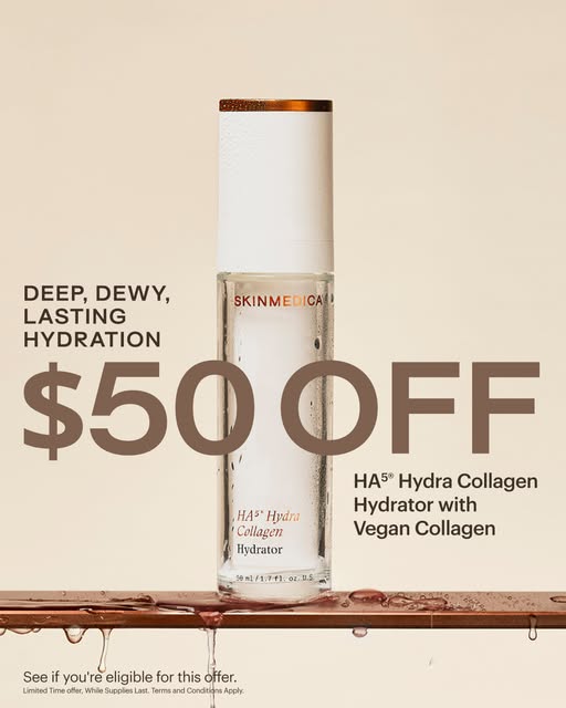 YOUR SKIN DESERVES THE BEST.

Get $50 off @Skinmedica HA5® Hydra Collagen Hydrator with Vegan Collag