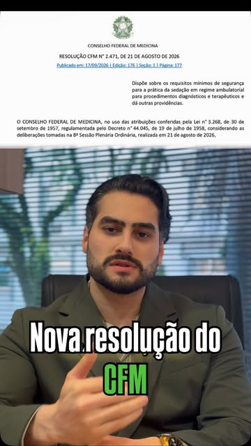 🚨 Nova resolução do CFM sobre sedação em procedimentos ambulatoriais.

A Resolução CFM nº 2.471/202