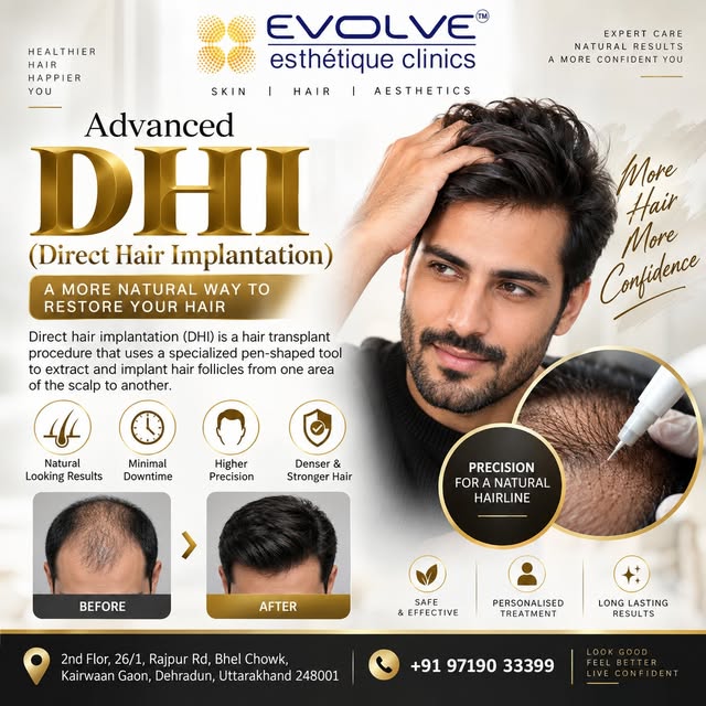 ✨ **More Hair. More Confidence. More You.** ✨

Discover **DHI (Direct Hair Implantation)** at **Evol