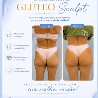 ✨ Glúteo Sculpt ✨
Volume, contorno e naturalidade para realçar sua melhor versão. 🍑💙

Resultados q