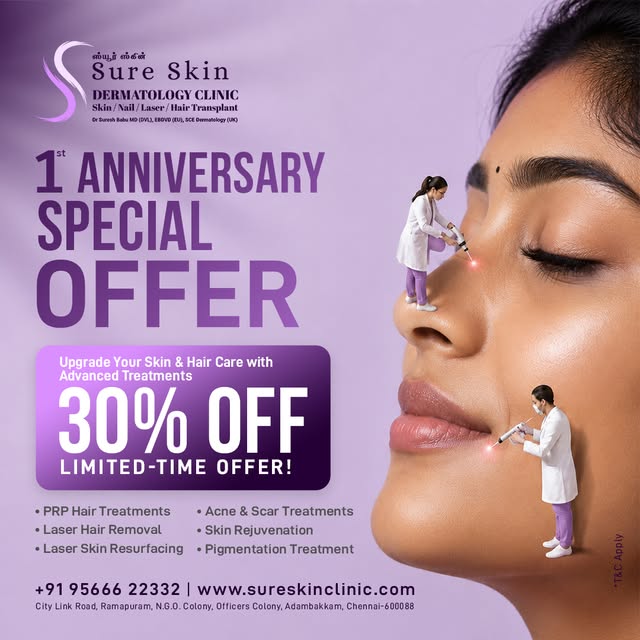 🎉 Sure Skin Dermatology Clinic 1st Anniversary Special Offer! 🎉

It’s our anniversary, and we’re c