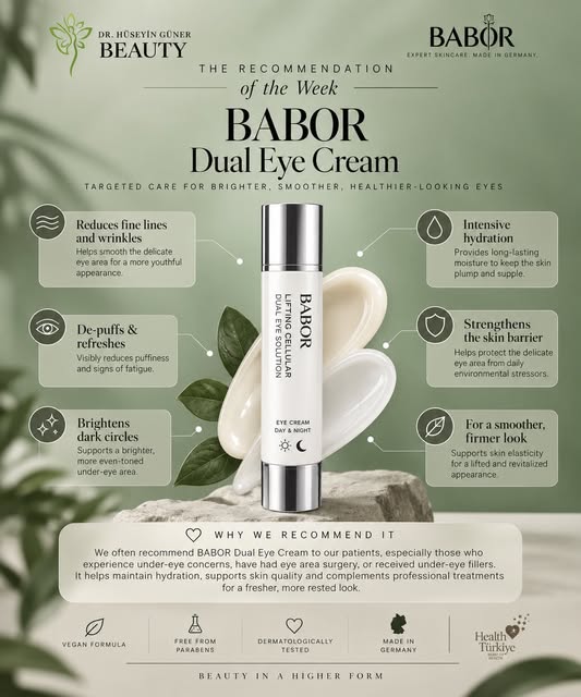 Recommendation of the week ✨

Why we recommend BABOR Dual Eye Cream ✨

At Dr. Hüseyin Güner Beauty, 
