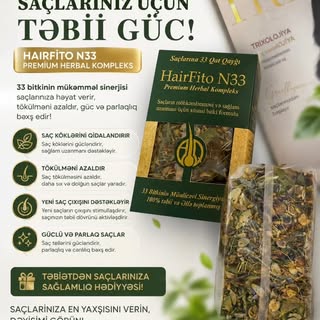 HairFito N33☘️
DƏMLƏ, SÜZ, SAÇ LOSYONUN HAZIR☘️

Tam 33 fərqli seçilmiş bitkini sizin üçün tək bir q
