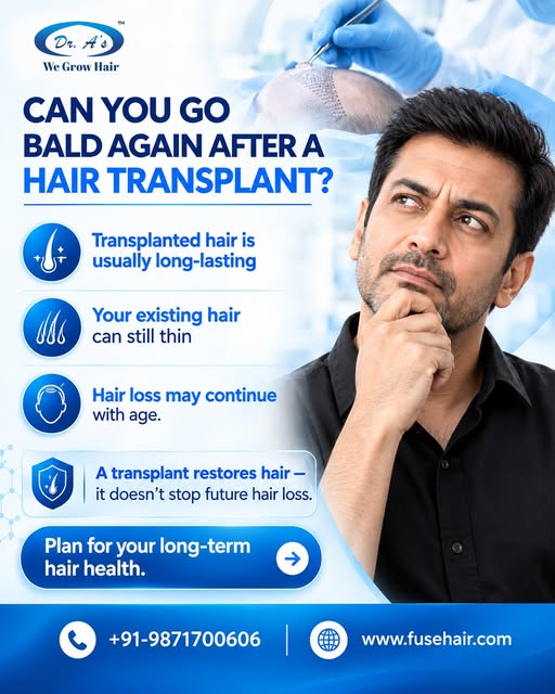 Can you go bald again after a hair transplant? 

A hair transplant can restore hair, but it doesn’t 