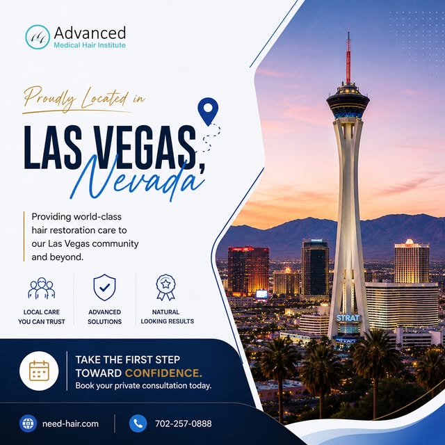 ✨ Las Vegas, Your Hair Restoration Journey Starts Here

📍 Proudly serving Las Vegas, Nevada! 💙🌴

