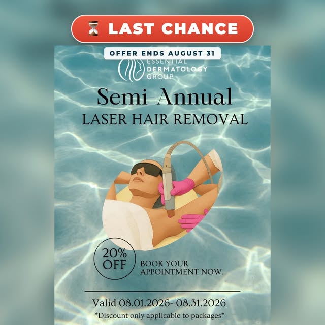 ⏳ LAST CHANCE! Our Semi-Annual Laser Hair Removal Sale ends August 31.

Save 20% on laser hair remov