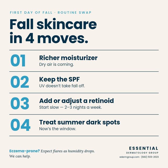 Fall arrived yesterday. Your routine should follow.

When the air dries out, skin loses water faster