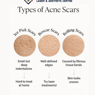 Not all acne scars are the same.
✔ Ice Pick Scars
✔ Boxcar Scars
✔ Rolling Scars

Each scar type nee