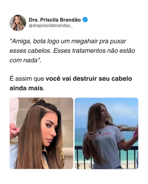 Megahair pode parecer uma saída rápida para disfarçar a queda de cabelo feminina, mas a tração const