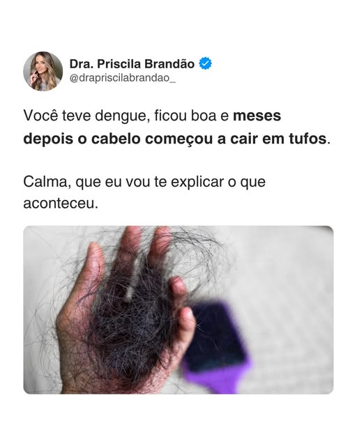 A queda de cabelo após a dengue tem explicação clínica e costuma aparecer meses depois da recuperaçã