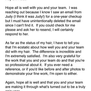 An email from another one of our EXTREMELY SATISFIED patients! ✨👌🏽 Glad to have such an amazing, h