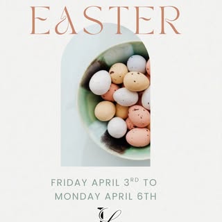The stylists wish you a happy Easter! And a reminder we’ll be closed from April 3rd until April 6th!