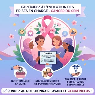 🌸 Cancer du sein : participez à l’évolution des prises en charge 🌸 

Adoptée l’an dernier, la loi 