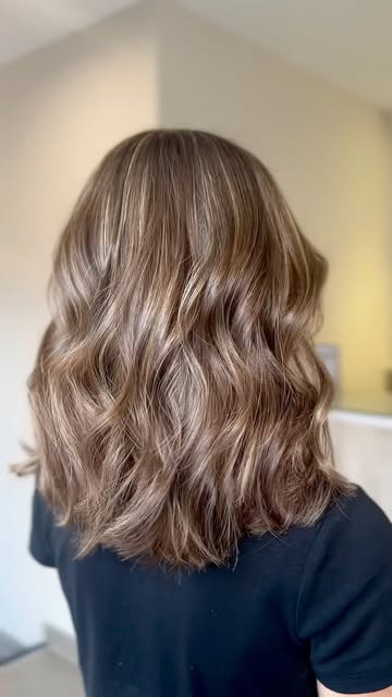 From brunette to soft golden glow, using high lift and lightener to create a warm soft light golden 