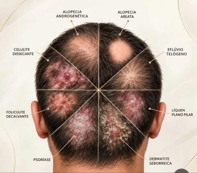 …
Nem toda queda de cabelo é igual. Você sabe identificar o seu caso? 🔍

A perda de fios ou as alte