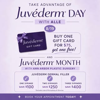 💜 Double the savings are here! 💜

Juvéderm Day is almost here, and we’re celebrating all month lon