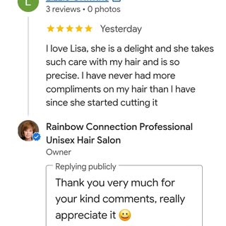 Thank you for another 5-star Review for Lisa Toms, Style Director of https://www.rainbowconnectionsa
