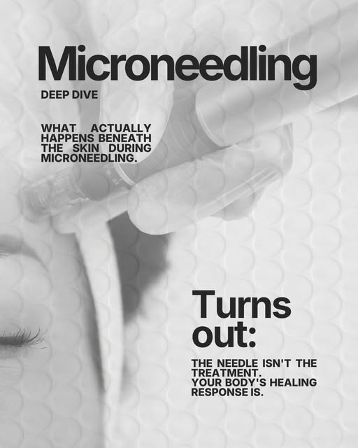 Most people think of microneedling as:⁠
⁠
“Tiny needles create tiny holes, and your skin gets better