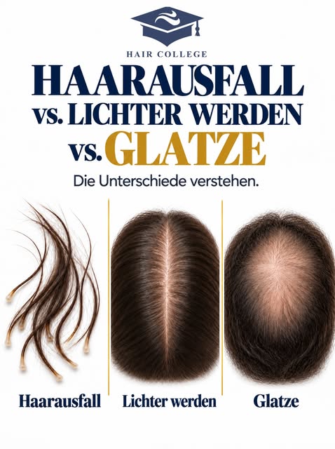 Haarausfall, lichter werdendes Haar und Glatze sind nicht dasselbe – können aber gleichzeitig auftre