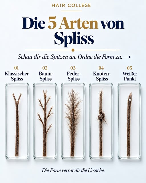 Spliss ist nicht gleich Spliss.
An der Form der Haarspitzen lässt sich oft erkennen, wie stark das H