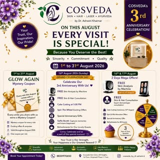 🎉 August is EXTRA SPECIAL at Cosveda! 💜💚
Because every visit deserves a little surprise! ✨
🎁 GLO