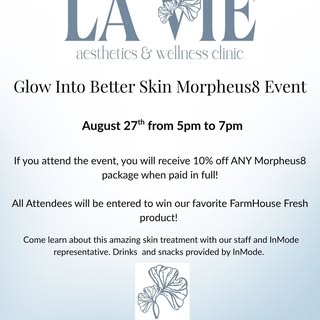 Our Glow Into Better Skin: Morpheus8 Event is almost here, and we’d love to see you there!

✨ Glow I