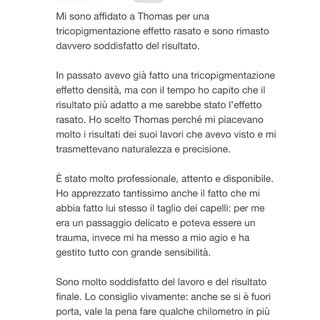 Cosa dicono di noi 🤩🙏❤️
Grazie mille.

#tricopigmentazione 
#calvizie 
#capelli 
#alopecia 
#trapi