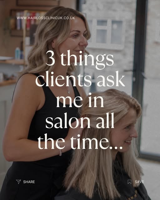 Things I get asked in the salon. Repeatedly.

“Is washing my hair making it fall out?”
“Can I train 