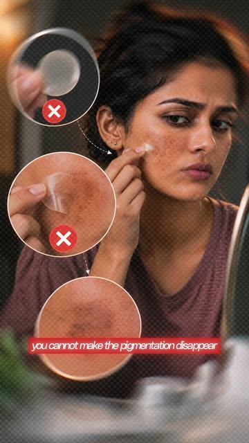 Pigmentation-ah oru sticker madhiri peel pannittu permanent-ah remove panna mudiyadhu.

Melasma and 
