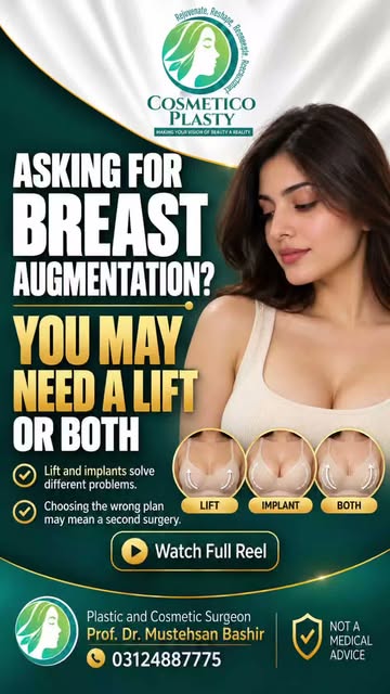 Not every patient asking for breast implants actually needs implants alone.
A breast implant adds vo