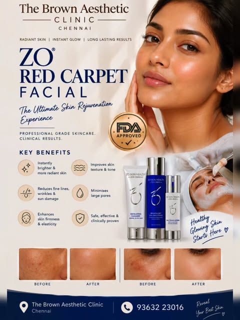 #ZOSkinHealth #RedCarpetFacial #GlassSkinGlow #SkinRejuvenation #ChennaiAesthetics

For appointment 