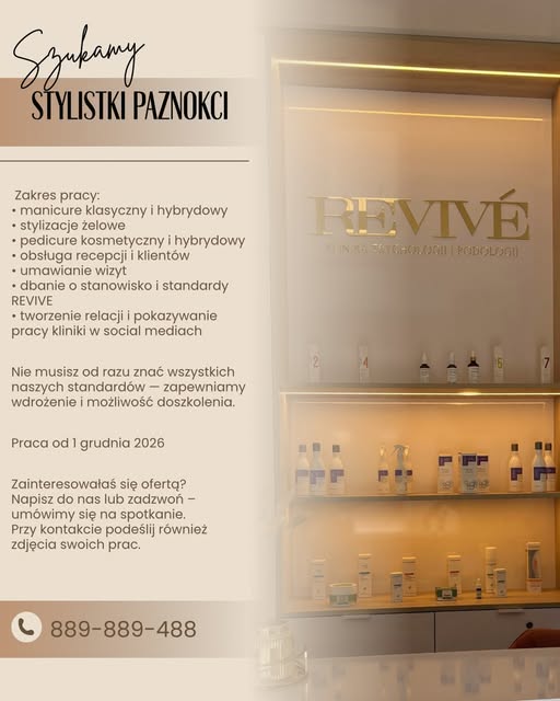 REVIVE Klinika Trychologii i Podologii poszukuje stylistki paznokci, która dołączy do naszego zespoł