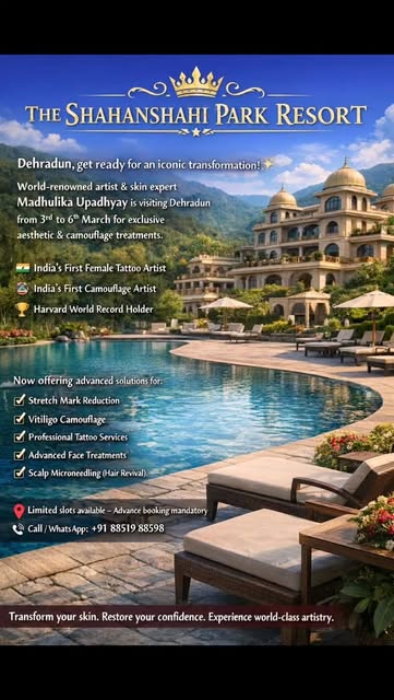 ✨ Dehradun Exclusive Visit | 4–6 March ✨
📍 The Shahanshahi Adventure Park & Wellness Resort

🇮🇳 I