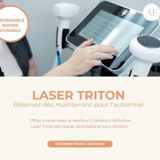 Réservez vos séances de Laser Triton pour cet automne!✨

Eh oui! Nous sommes déjà aux rendez-vous d'