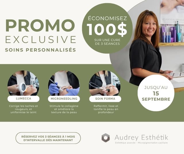 PROMOTION EXCLUSIVE — SOINS PERSONNALISÉS ✨

Envie d’une peau plus uniforme, lumineuse, lisse et raf