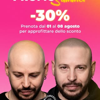 Promo Summer 2.0

Dal 01 al 08 agosto puoi prenotare il tuo trattamento di tricopigmentazione con il