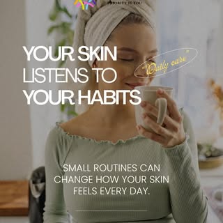 “Your skin listens to your small habits every single day ✨
The water you drink, the sleep you take, 