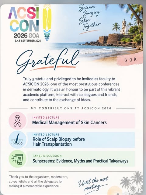 Grateful and privileged to have been invited as faculty to ACSICON 2026, Goa, one of India’s premier