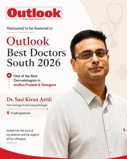 Grateful to be featured in Outlook Best Doctors South 2026 in the Dermatology category for Andhra Pr