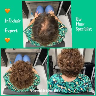 Resultaat van het omvormen van het @infixhair confectie haarstuk 🧡 cliënt gelukkig 🍀🧡 & ik @uw_ha