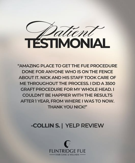 What Our Patients Are Saying ☑️ At Flintridge FUE Hair Clinic & Wellness, patient satisfaction is ou
