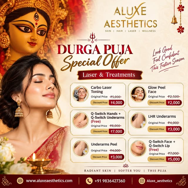 ✨DURGA PUJA SPECIAL OFFER*✨

THIS PUJA, YOUR BEAUTY DESERVES THE SPOTLIGHT!

The festive season is h