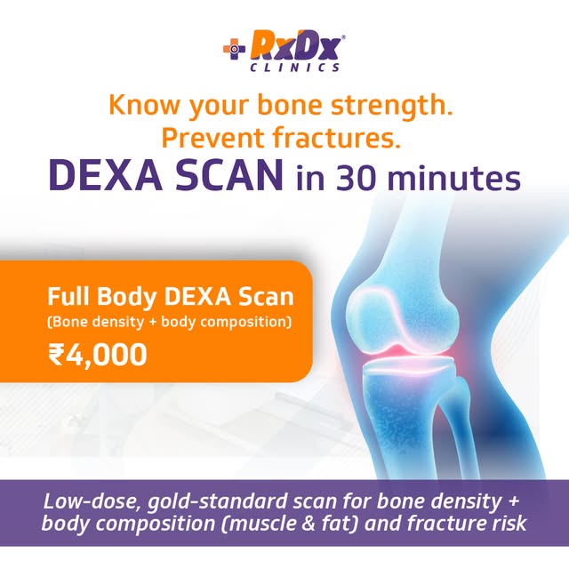🏥 Know your bone strength. Prevent fractures.
Book your Full Body DEXA Scan at RxDx Clinics — Benga